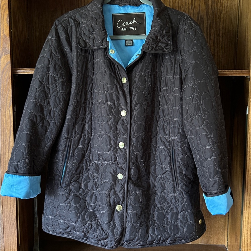 Coach Quilted Signature Puffer Jacket Coat Brown L
